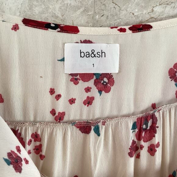ba&sh Bia Lady Mini Skirt - 1 / US 6 - Cream, Red Floral Tiered, Holiday Cottage - Picture 8 of 11